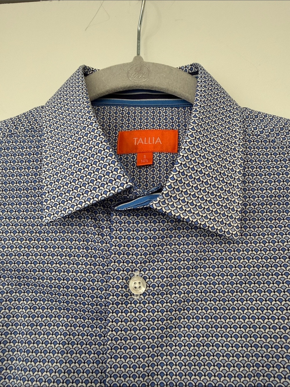 Tallia Men's Navy Micro-Pattern Long Sleeve Dress Shirt